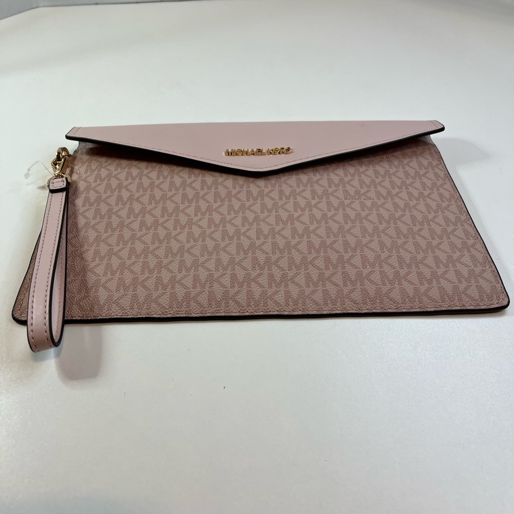 Michael Kors Envelope Pink Leather Signature Pocket Flap Wristlet/Clutch NWOT - Picture 6 of 11